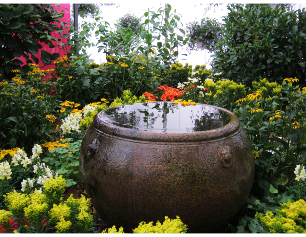 Bubbler fountain in a garden