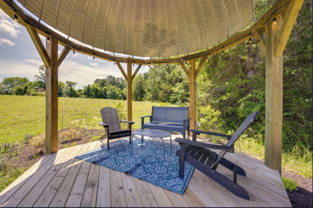 Inside the gazebo at Terre Haute Farm and Retreat Center. Virginia