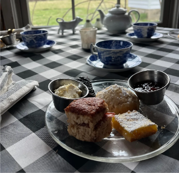 Table setting for tea at Terre Haute farm in Midlothian Virginia